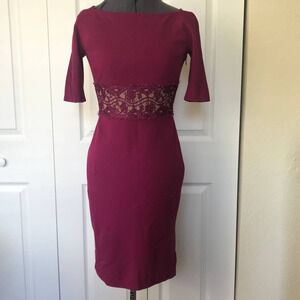 Emilio Pucci Fuchsia Stretch Sheath Dress with Lace Waist Panel, Size 6 🔴